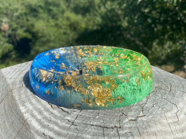 Gold Foil and Rainy Skies Draining Soap Dish