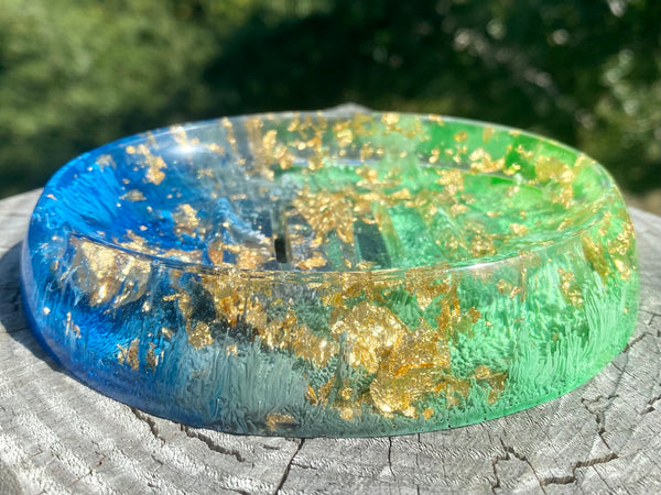 Gold Foil and Rainy Skies Draining Soap Dish